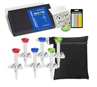 Adjustable Height Golf Tees 6 pack and black golf tee/ball pouch set , Unique triangular directional Design, Unbreakable plastic golf tee with Swing visual guide(3 1/4) perfect hallows xmas golf gift