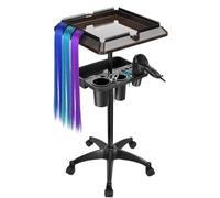 Adjustable Height Hairdressing Trolley on Wheels, Multi-Functional Salon Tray with Extra Storage, Removable Beauty Cart for Tattoo, Dentistry & Salon Professionals