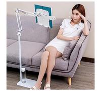 Adjustable Height Handsfree Floor-Standing Reading Shelf for Bed, Metal Cookbook Stand - Telescopic Lifting Book Holder Tablet Stand for Work - Foldable Floor Stand for Reading