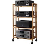 Adjustable Height HiFi Stand - 5-Tier Media Shelf for TVs, DVD Players, Cable Boxes & Record Storage - Stylish Stereo Cabinet for Home Entertainment System