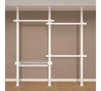 Adjustable Height Industrial Pipe Coat Rack Extendable Floor-to-Ceiling Clothing Rail Heavy-Duty Clothesfor Living Room Balcony Kitchen - 110-310cm