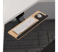 Adjustable Height Keyboard Tray Under Desk Keyboard Drawer Exble 65x25cm Walnut Support for 30in 75cm Keyboards Tilted Design for Comfort