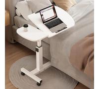 Adjustable Height Laptop Desk on Wheels, Portable Bed Table, Rolling Tray Table for Sofa, Bed, Home Use, Foldable and Reclining, White