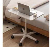 Adjustable Height Lift Top Coffee Table on Wheels Versatile Rolling Desk & Nightstand Sit-Stand Laptop Table for Home Office & Hospital (White 85-107cm)