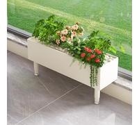 Adjustable Height Metal Window Sill Planter Box 80cm Vertical Indoor Planter for Succulents Herbs Flowers - Perfect for Balconies & Home Decor (White)