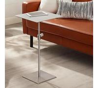 Adjustable Height Modern St less Steel Round Dining Table Versatile Living Room Side Table Bar & Cocktail Table 50cm Silver Breakfast Desk for Small Spaces
