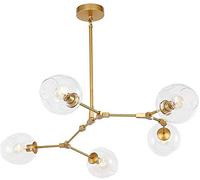 Adjustable Height Nordic Glass Ball Chandelier, E27/E26 Matte Black Pendant Light, Mid Century 79" Globe Fixtures, Hand-Blown Branch Design for Modern Decor