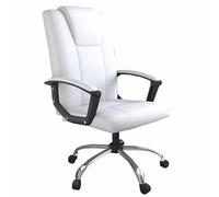 Adjustable Height Office ChairExecutive Desk Chair with Lumbar Support Swivel Gaming Chair for Home & Office Ergonomic Design (White/Bianco)