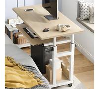 Adjustable Height Office Desk with Wheels for Home Office Small Spaces & Study - Ergonomic Rolling Design for Easy Mobility and Versatile Use