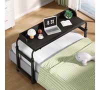 Adjustable Height Over Bed Table with Wheels, Swivel Top for Laptop, Rolling Tray for Recliner and Wheelchair, Ideal for Hospital and Home Use