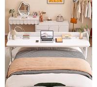 Adjustable Height Overbed Table with Wheels, Rolling Bed Desk for Laptop, Mobile Hospital Over Bed Workstation, Versatile Bedside Table with Baffles