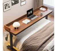 Adjustable Height Overbed Table with Wheels - Rolling Laptop Desk for Bed Hospital & Home Use Multi-Functional Bedside Workstation with Baffles Ideal for Bedrooms & Patient Care.