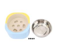 Adjustable Height Pet Bowl, Stainless Steel Cat Dog Food Bowl, 3 Level Raised Feeder with Non Slip Pads, Ergonomic Design for Puppy Kitten Adult Pets, Easy to Clean Durable Pet Ute (Blue Yellow)