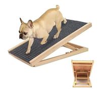 Adjustable Height Pet Ramp Car Dog Ladder, Wooden Dog Car Ramp with Safety Non-slip Carpet, Folding Dogs Sofa Ramps for High Bed Couch SUV Cars Travel, Portable Dogs Stair Step, 70x 35x 30/40cm