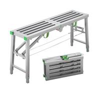 Adjustable Height Portable Folding Work Platform Ladder - Heavy-Duty Steel Scaffolding for Home Improvement, Window Cleaning, and DIY Projects - Max Load Capacity