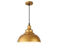 Adjustable Height Retro Semi-Circular E27 Single-Head Hanging Lamp with den Wrought Iron Shade for Restaurant Cafe Bar