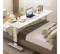 Adjustable Height Rolling Over Bed Table - Mobile Cross Bed Desk for King Size Beds, Perfect for Home Use, Easy Mobility & Versatile Design