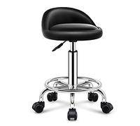 Adjustable Height Rolling Stool with Backrest and Swivel Design for Shop Salon Spa Tattoo Parlor