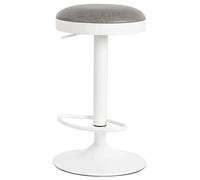 Adjustable Height Round Backless Barstool 2432" Swivel Kitchen Stool with Matte White Metal Legs & Footrest Ideal for Home & Island Dining