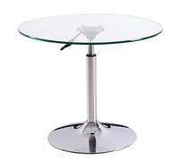 Adjustable Height Round Glass Coffee Table - Tempered Glass Bar Table for Balcony Small Liftable Table (70cm Transparent) - Modern Design for Home & Office