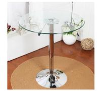 Adjustable Height Round Glass Dining Table, Tempered Kitchen Table for 2-4 Seats, Space-Saving Bistro Pub Cafe Furniture (Transparent, 60cm)