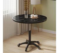 Adjustable Height Round Table with 360 Swivel and Wheels, Stable Movable Dining Table for Home Kitchen