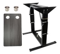 Adjustable Height RV nic Folding Table with Steel Legs & 2 Cup Holders Ideal for Camping BBQs Outdoor Gatherings Portable Gray Table for Cara & Tailgating