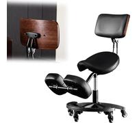 Adjustable Height Saddle Chair with Backrest & Footrest - Ergonomic Posture Stool for Massage/Spa/Dental Clinic, Rolling Kneeling Seat