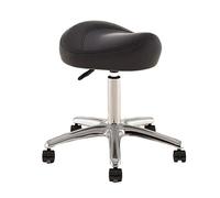 Adjustable Height Saddle Office Chair 36-50cm, 360° Swivel Rolling Stool for Dental Hygienists & Artists, Metal Salon Seat with PU Wheels - Black