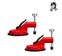 Adjustable Height Setter - Professional Countertop Leveling Tool, Adjustable Vacuum Suction Clamp Set, Stainless Steel Plate and Knob, for Granite, Marble, Quartz Slabs (2PCS-Red)