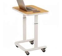 Adjustable Height Side Table With Metal Frame TV Tray C Shaped End Table With Wheels Mobile Couch Snack Tables With Wooden Countertop Nightstand For Bedroom