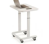 Adjustable Height Side Table With Metal Frame TV Tray C Shaped End Table With Wheels Mobile Couch Snack Tables With Wooden Countertop Nightstand For Bedroom