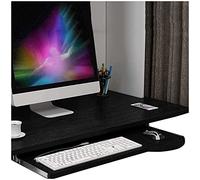 Adjustable Height Sliding Keyboard Tray with Wood Surface Under Desk Keyboard Drawer Ergonomic Keyboard and Mouse Extension for Office Use