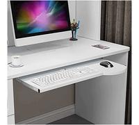 Adjustable Height Sliding Keyboard Tray with Wood Surface Under-Desk Keyboard Drawer for Mouse Space-Saving Keyboard Holder for Home Office Setup