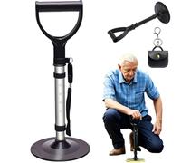 Adjustable Height Standing Aid Tool - Sturdy, Non-Slip, Ergonomic Grip, Mobility Aids with 5-Level Adjustment, 42-52cm Height Adjustable with Non Slip Base, Floor Rise Assist for Seniors (Silver)