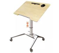 Adjustable Height Standing Desk, Portable Mobile Sit Stand Work Table with Wheels, Reversible Folding Desktop for Home Office and Laptop Use