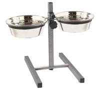 Adjustable Height Steel Double Raised Pet Feeder, Stainless Steel Bowls, Easy Operated Dog & Cat Feeding Station for Multiple Pets