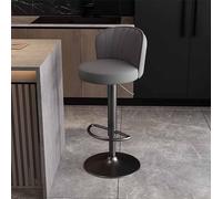 Adjustable Height Stool with Black Metal Frame, Soft PU Leather Seat Backrest, 360° Swivel & Waterproof Design for Kitchen Entryway Home(B)