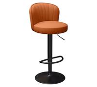 Adjustable Height Swivel Breakfast Bar Stool Leather Upholstered Counter Chair with Back Modern Black Metal Frame for Kitchen Island or Home Bar Seating