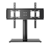 Adjustable Height TV Stand Mount Tempered Glass Base Fits 3255 Inch Low Profile TVs Ideal for Corner & Bedroom Use Sturdy Wall Mount for Optimal Viewing