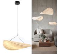 Adjustable Height Wabi Sabi LED Pendant Light Simple Creative Silk Shade Ceiling Fixture for Kitchen Dining Room Living Room 80CM Designer Illumination