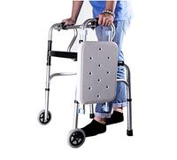 Adjustable Height Walker, One-Click Folding Walking Frame for Seniors and Disabled Shower Stool