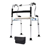Adjustable Height Walking Aids Foldable Aluminium Walking e for Old Elderly/Injured Junior/Petite Adults, Support 420 Lbs,with Seat and Storage Bag