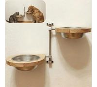 Adjustable Height Wall Mounted Pet Feeder - Dual Elevated Stainless Steel Bowls for Dogs & Cats, Tilted Angle Design for Neck & Spine Relief, Space Saving Easy Clean Feeding Station
