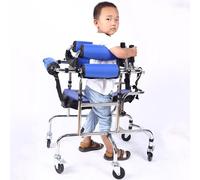 Adjustable Height Wheeled Walker for Children, 6-Wheel Anti Tilt Foldable with Belt Seat, Rehabilitation Aid for Cerebral Palsy and Stroke Recovery