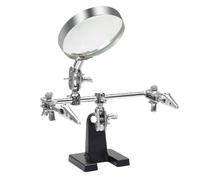 Adjustable Helping Hand with Magnifying GlassThird Hand Soldering Stand with Dual Adjustable Alligator Clips for Welding, Jewelry, Small Precision Projects Inspection