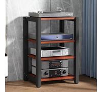 Adjustable HiFi Audio Rack Floor Standing Phono Cabinet Open Record Player Stand Versatile Component Shelf Corner Shelf for Home Theater Modern HiFi Fur