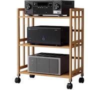 Adjustable HiFi Rack - MultiLevel Media Shelf for TV DVD Players & Cable Boxes - Stylish Storage Cabinet with 25 Shelves (27.6 x 15 x 34.6 inches) for Home Theater & Entertainment Syms