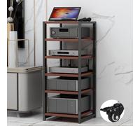 Adjustable HiFi Stand with Wheels, Multi-Tier AV Rack, DVD Storage Tower, Modern Audio Shelf for Living Room, Sturdy Construction, Stylish Design, 3/4/5/6 Shelves