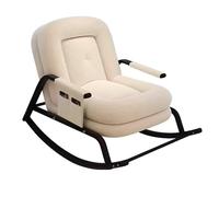Adjustable High-Back Upholstered Rocking Chair with Cushions Plush Velvet Recliner for Living Room & Bedroom Beige Comfort Seat